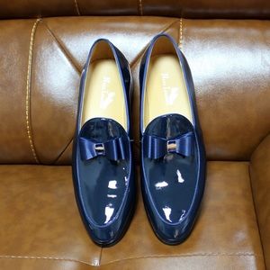 Men’s Navy Bow tie loafers